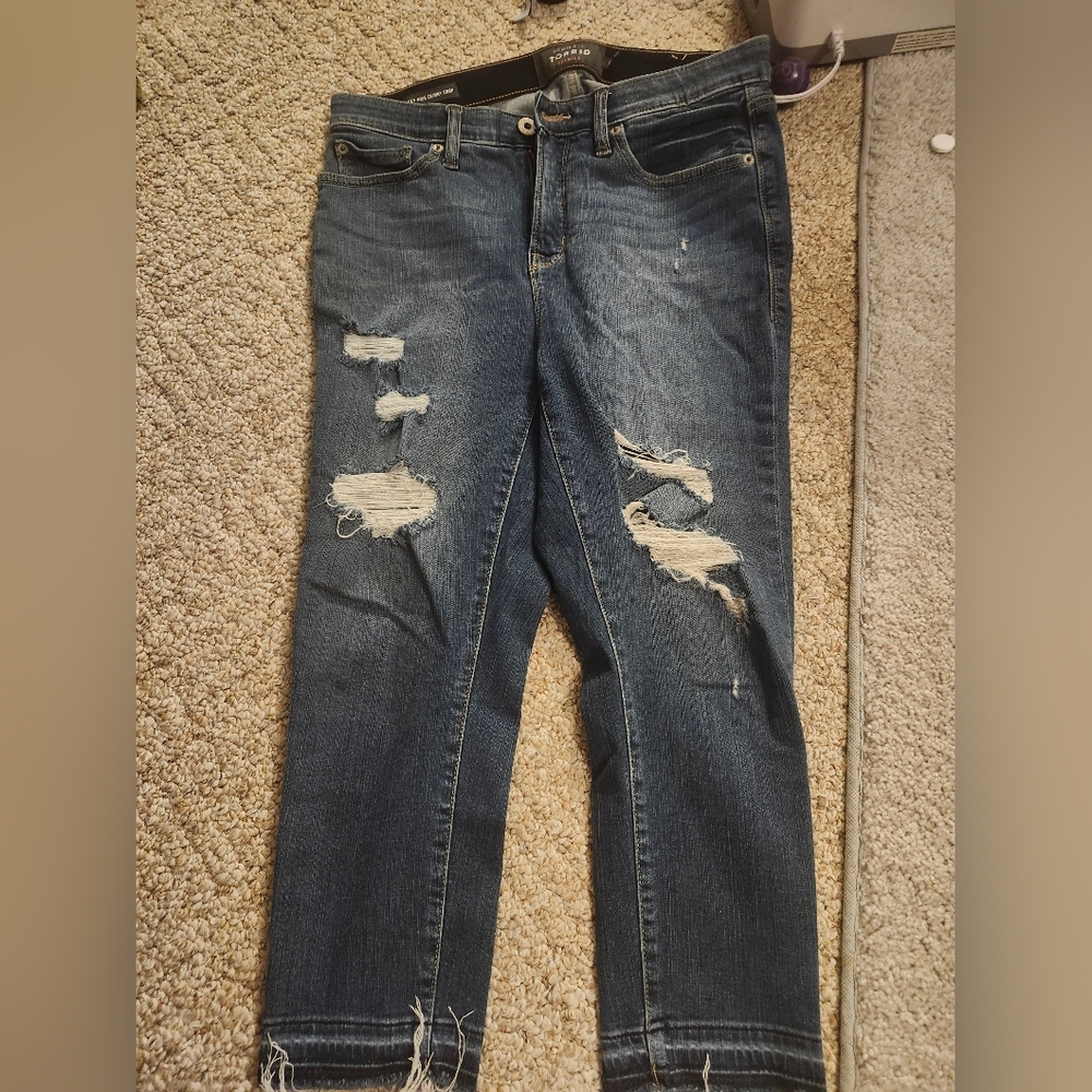 Torrid Premium Sky High Skinny Crop Jeans - Dark Blue - Size 12